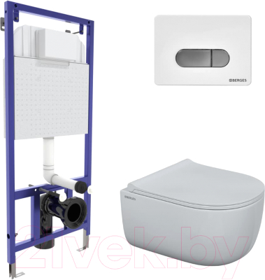 Унитаз подвесной с инсталляцией Berges Ego Rimless / 047237 - фото