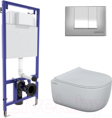 Унитаз подвесной с инсталляцией Berges Ego Rimless / 047243 - фото