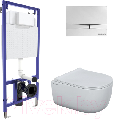 Унитаз подвесной с инсталляцией Berges Ego Rimless / 047253 - фото