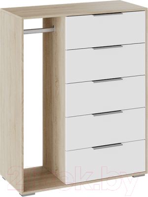 Комод ТриЯ Нуар комбинированный тип 1 (дуб сонома/белый ясень) - фото