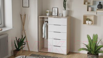 Комод ТриЯ Нуар комбинированный тип 1 (дуб сонома/белый ясень)