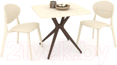 Обеденная группа Sheffilton SHT-DS126 (бежевый/коричневый) - фото