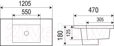 Умывальник WeltWasser Deilbach 7506-120 MT-BL