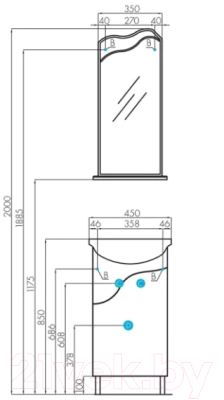 Тумба с умывальником Акватон Колибри 45 (1A0652K1KO01L)