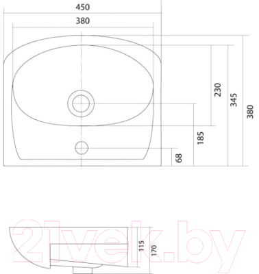 Тумба с умывальником Акватон Колибри 45 (1A0652K1KO01L)