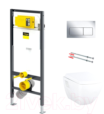 Унитаз подвесной с инсталляцией Creavit Tetra TP326-11CB00E-0000 + KC2103.01.0000E + 792824 - фото