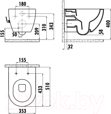 Унитаз подвесной с инсталляцией Creavit Free FE322-34CB00E-0002