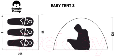 Палатка Jungle Camp Easy Tent 3 / 70861 (зеленый/серый)