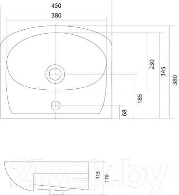 Тумба с умывальником Акватон Мира 45 Н (1A1044K1MR010)