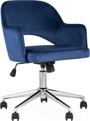 Кресло офисное Stool Group Кларк / CLARKSON BLUE CHROME (велюр синий) - фото