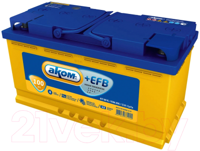 Автомобильный аккумулятор AKOM 6СТ-100 Рус+EFB 950A - фото