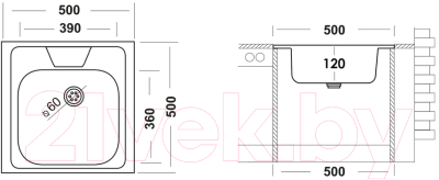 Мойка кухонная Ukinox ECO 500.500