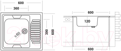 Мойка кухонная Ukinox ECO 600.600 R