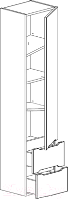 Шкаф-пенал для ванной СанитаМебель Сизаль 44.350 (правый)
