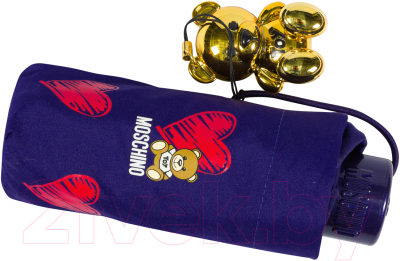 Зонт складной Moschino 8127-superminiF Hearts and bears Blue