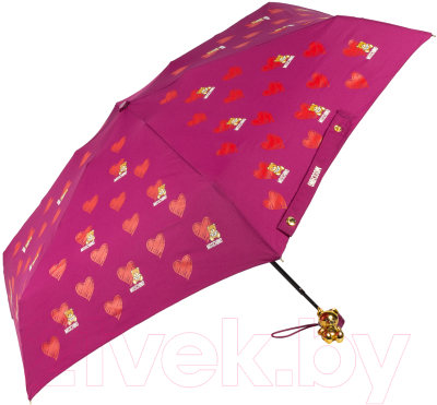 Зонт складной Moschino 8127-superminiX Hearts and bears Bordeaux