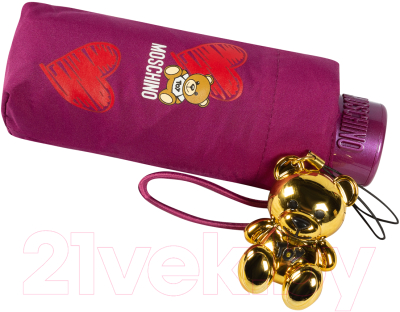 Зонт складной Moschino 8127-superminiX Hearts and bears Bordeaux