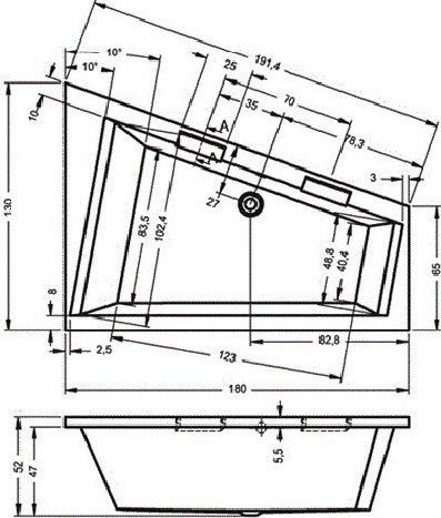 Ванна акриловая Riho Doppio 180 R / BA90005