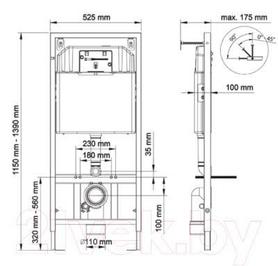 Унитаз подвесной с инсталляцией Berges Ego XL / 043233