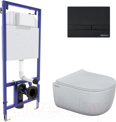 Унитаз подвесной с инсталляцией Berges Ego Rimless / 047255 - фото