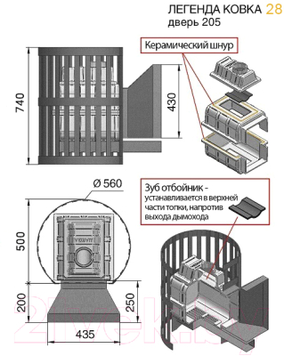 Печь-каменка Везувий Легенда Ковка 28 (205)