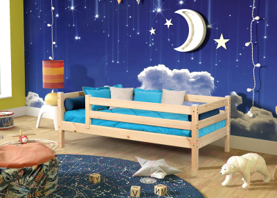 Кровать-тахта детская Мебельград Соня 70x160 (прозрачный лак)