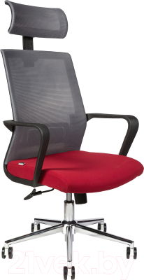 Кресло офисное Norden Inter / CH-180A-OA2016*АК30-63 (хром/черный/серый/вишневый) - фото