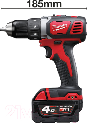 Аккумуляторная дрель-шуруповерт Milwaukee M18 BDD-402C / 4933443565