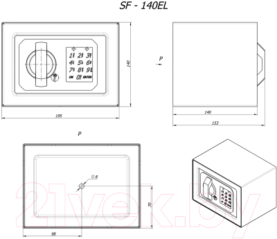 Мебельный сейф Brabix SF-140EL / 291141