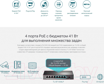 Коммутатор TP-Link TL-SF1008LP