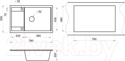 Мойка кухонная GRANULA GR-7805 (черный)