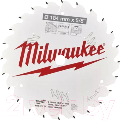 Пильный диск Milwaukee 4932471378 - фото