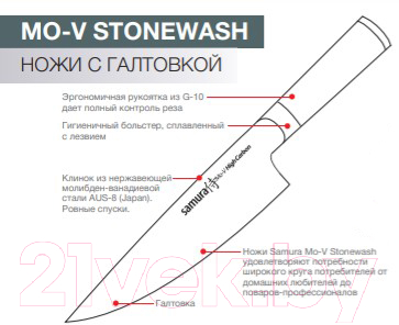 Набор ножей Samura Mo-V Stonewash SM-0220B