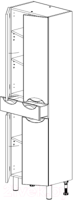 Шкаф для ванной СанитаМебель Камелия-55 Д3 (белый)