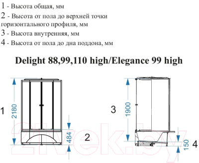 Душевая кабина Domani-Spa Delight 88 High / DS01D88HWM00