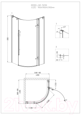 Душевой уголок Grossman Style GR-5090 90x90