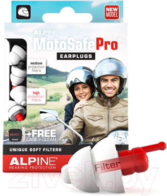 Набор берушей для мотоциклистов Alpine Hearing Protection MotoSafe Pro / 111.23.112 - фото
