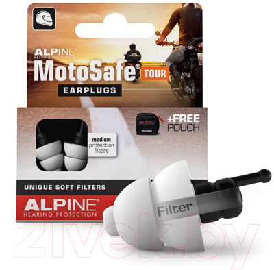 Набор берушей для мотоциклистов Alpine Hearing Protection MotoSafe Tour Minigrip / 111.23.110 - фото