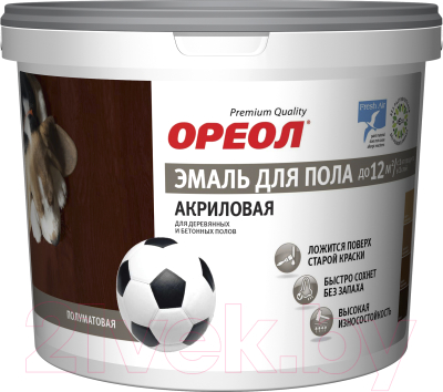 Эмаль Ореол Акриловая полуматовая для пола - фото