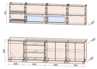 Готовая кухня Интерлиния Мила Матте 2.9 А