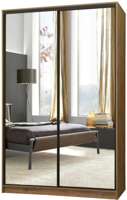 Шкаф-купе Рэйгрупп B 160 VVH Bromo РГ-10.01 (дуб велингтон/черный матовый) - фото