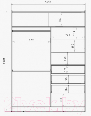 Шкаф-купе Рэйгрупп B 160 VVH Bromo РГ-10.01 (дуб велингтон/черный матовый)
