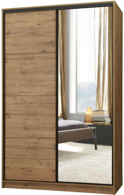 Шкаф-купе Рэйгрупп B 140 VVH Bromo РГ-11.02 (дуб велингтон/черный матовый) - фото