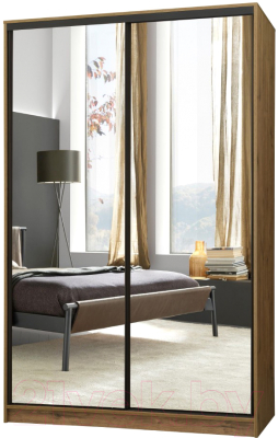 Шкаф-купе Рэйгрупп B 120 VVH Bromo РГ-12.01 (дуб велингтон/черный матовый) - фото