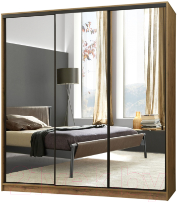 Шкаф-купе Рэйгрупп B 237 VVH Bromo РГ-07.01 (дуб велингтон/черный матовый) - фото