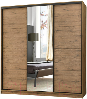 Шкаф-купе Рэйгрупп B 177 VVH Bromo РГ-09.02 (дуб велингтон/черный матовый) - фото