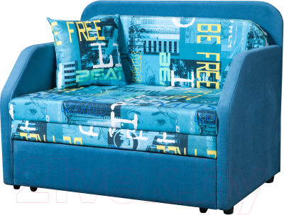 Диван Анмикс Кейт (бирюзовый/принт Music Azure) - фото