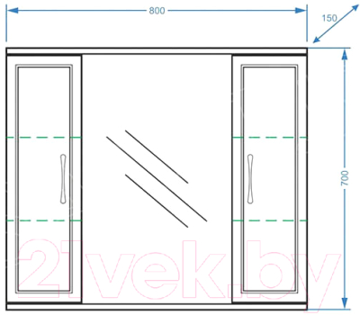Шкаф с зеркалом для ванной Vako Венеция 80 / 10253