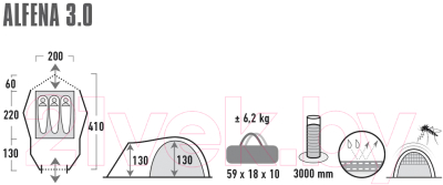 Палатка High Peak Alfena 3 / 11433 (Nimbus/серый)