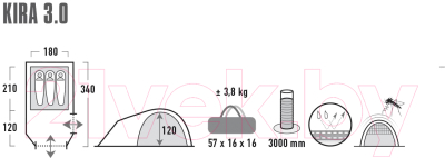 Палатка High Peak Kira 3 / 10370 (Nimbus/серый)